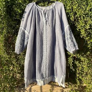 Johnny Was Workshop Blue Gauze Top